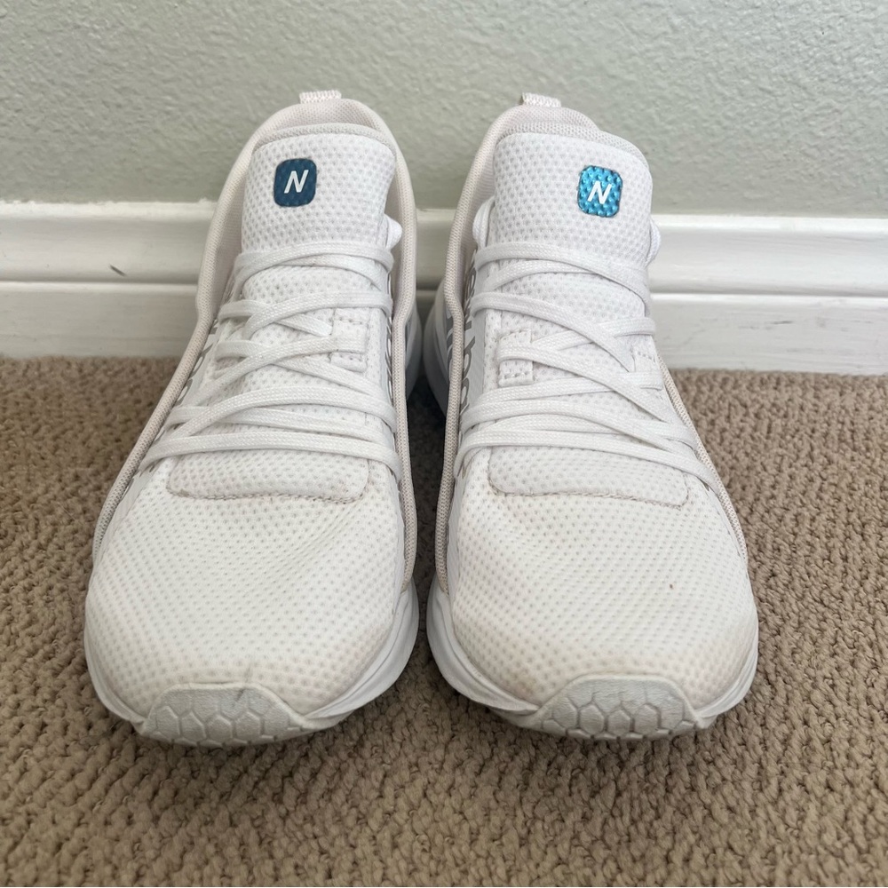 New Balance White and Light Gray Athletic Running Shoes - Picture 3 of 7